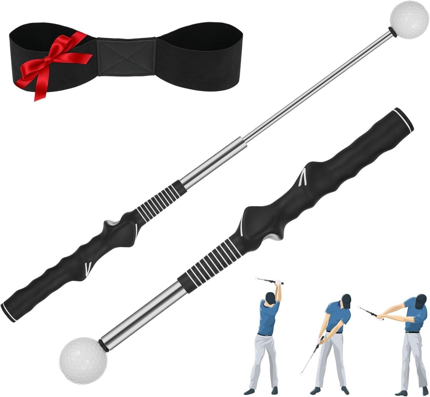 Retractable Golf Swing Training Aid Golf Grip Trainer Attachment for Chipping Hitting V1308-DSZKI-272