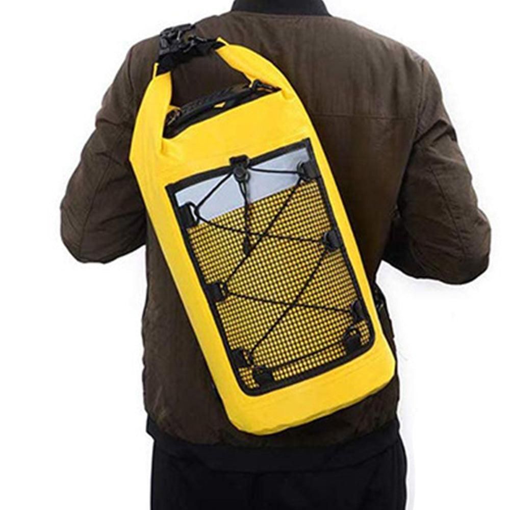 Roll-Top Backpack Dry Bag with Handle for Fishing Boating and Camping Yellow - S V1308-DSZKI-273-1