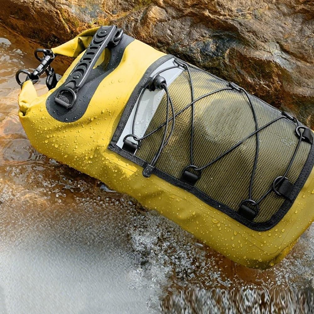 Roll-Top Backpack Dry Bag with Handle for Fishing Boating and Camping Yellow - M V1308-DSZKI-273-2