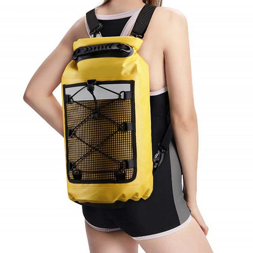 Roll-Top Backpack Dry Bag with Handle for Fishing Boating and Camping Yellow - M V1308-DSZKI-273-2
