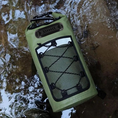 Roll-Top Backpack Dry Bag with Handle for Fishing Boating and Camping Green - S V1308-DSZKI-274-1