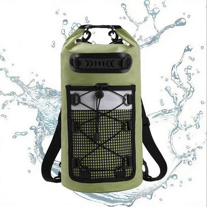 Roll-Top Backpack Dry Bag with Handle for Fishing Boating and Camping Green - M V1308-DSZKI-274-2