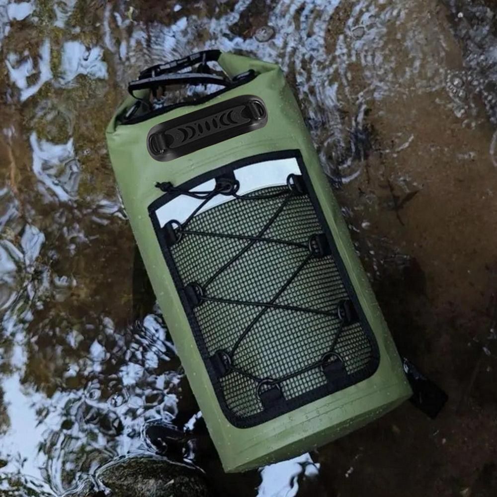 Roll-Top Backpack Dry Bag with Handle for Fishing Boating and Camping Green - M V1308-DSZKI-274-2