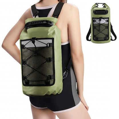 Roll-Top Backpack Dry Bag with Handle for Fishing Boating and Camping Black - L V1308-DSZKI-275-3