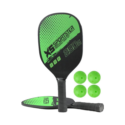 2 Wooden Sports Pickleball Paddle and 4 Pickleball Set with Carry Bag Green V1308-DSZKI-282