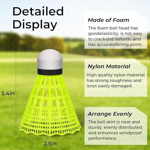 Durable Nylon Badminton Shuttlecocks Indoor Outdoor Training Recreational Yellow 12 Pack V1308-DSZKI-283