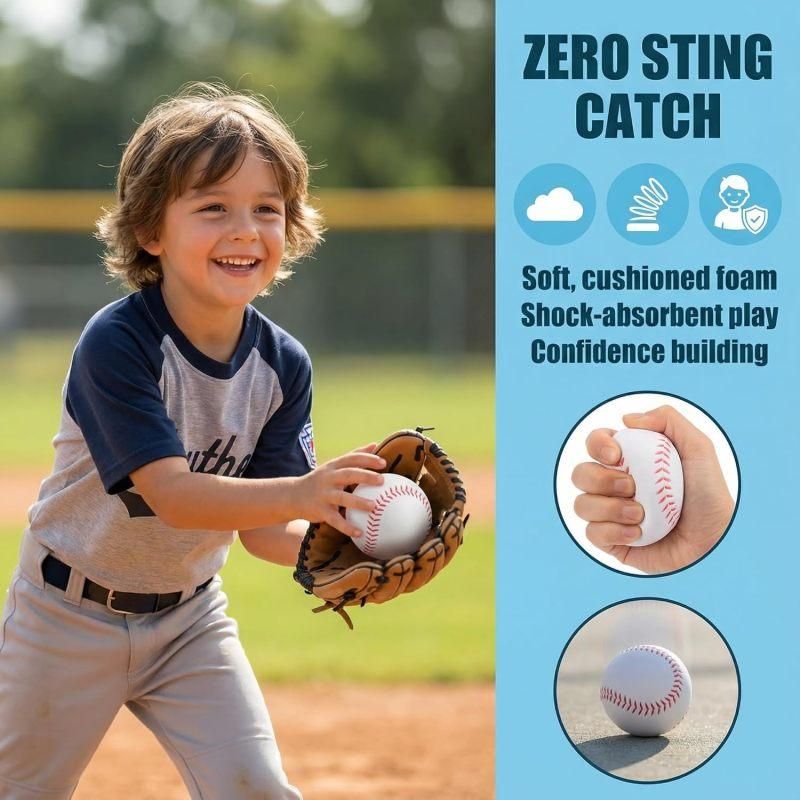 Soft PU Training Baseball 6Pcs Indoor Lightweight Pract Sports Ball Set V1308-DSZKI-286