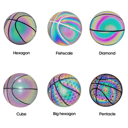 Reflective Luminous Glow Basketball Wear-Resistant PU Big hexagon 1Pc V1308-DSZKI-287