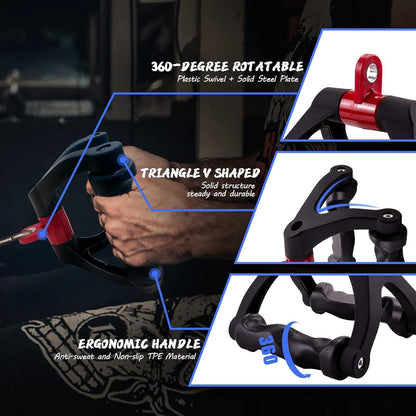1 Piece Black Dual D-Tension Grip Removable V-Triangle Rod Home Gym V1308-DSZKI-293