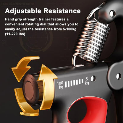 Adjustable electronic counting hand gripper hand strength training hand gripper 5-100KG adjustable gray red V1308-DSZKI-301