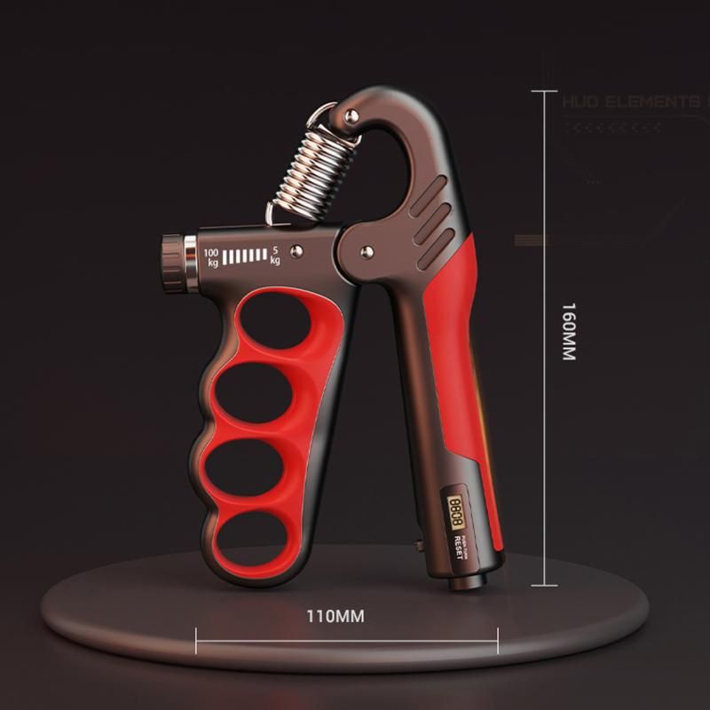 Adjustable electronic counting hand gripper hand strength training hand gripper 5-100KG adjustable gray red V1308-DSZKI-301