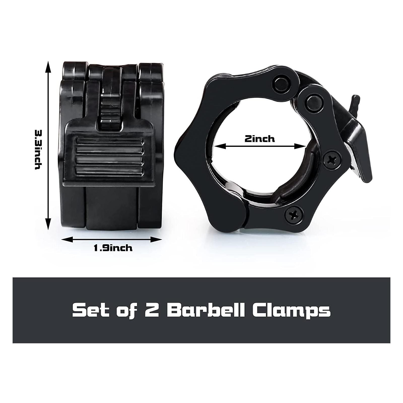 Barbell Clamps Black 2 Inch Quick Release Weight Bar Collars 1 Pair V1308-DSZKI-303
