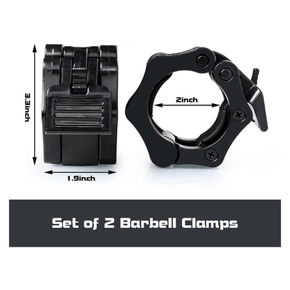 Barbell Clamps Black 2 Inch Quick Release Weight Bar Collars 1 Pair V1308-DSZKI-303