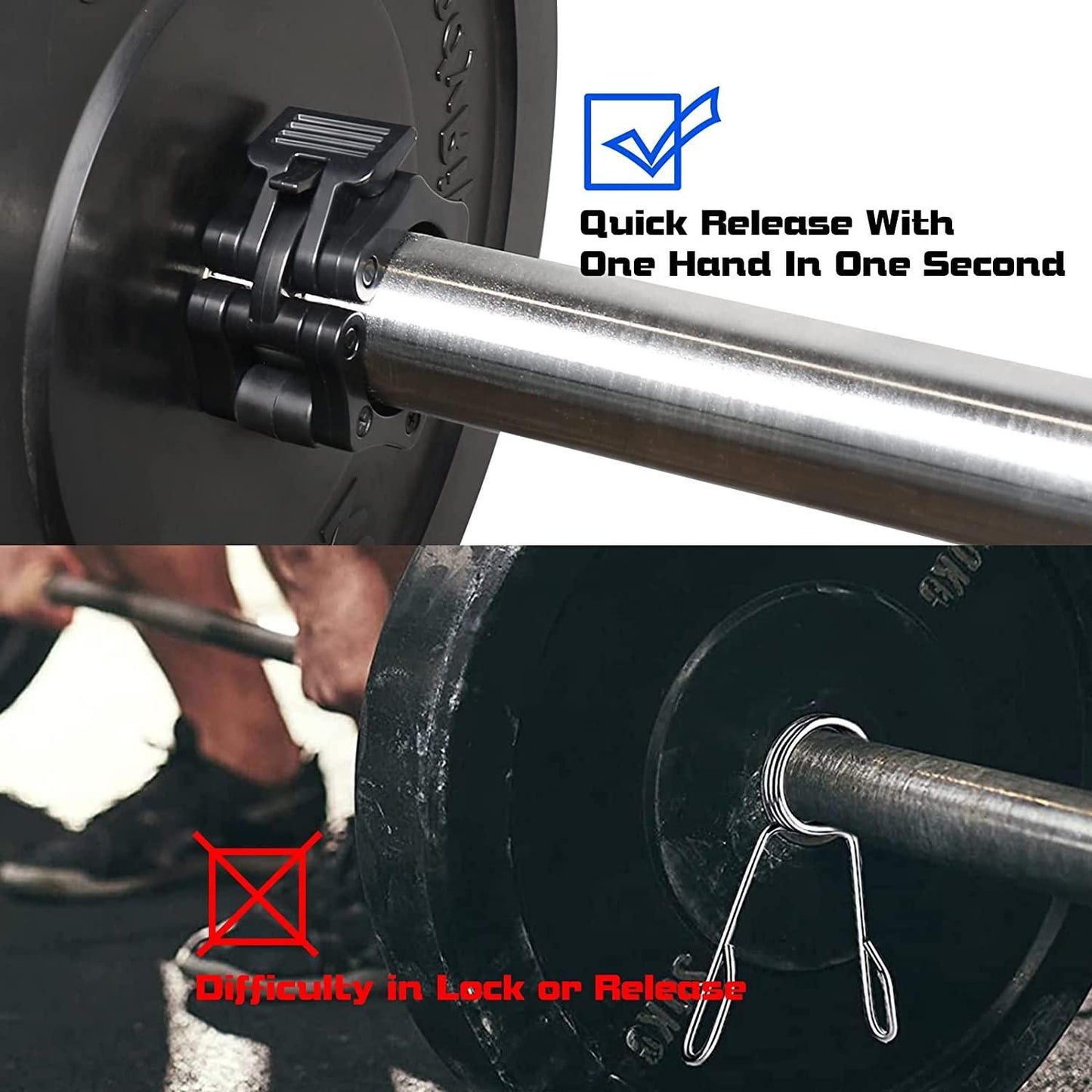 Barbell Clamps Black 2 Inch Quick Release Weight Bar Collars 1 Pair V1308-DSZKI-303