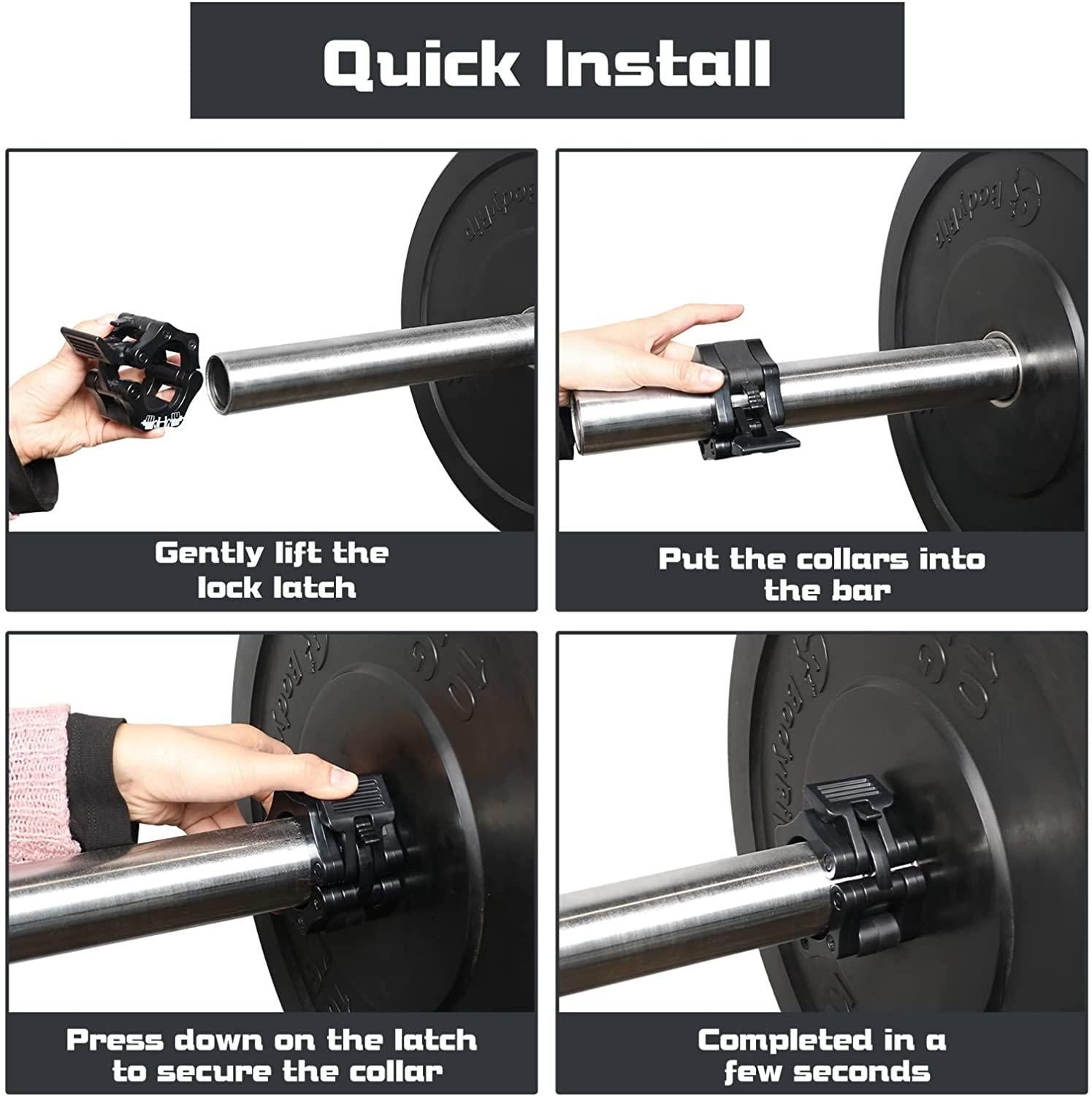 Barbell Clamps Black 2 Inch Quick Release Weight Bar Collars 1 Pair V1308-DSZKI-303