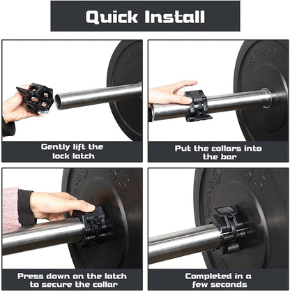 Barbell Clamps Black 2 Inch Quick Release Weight Bar Collars 1 Pair V1308-DSZKI-303