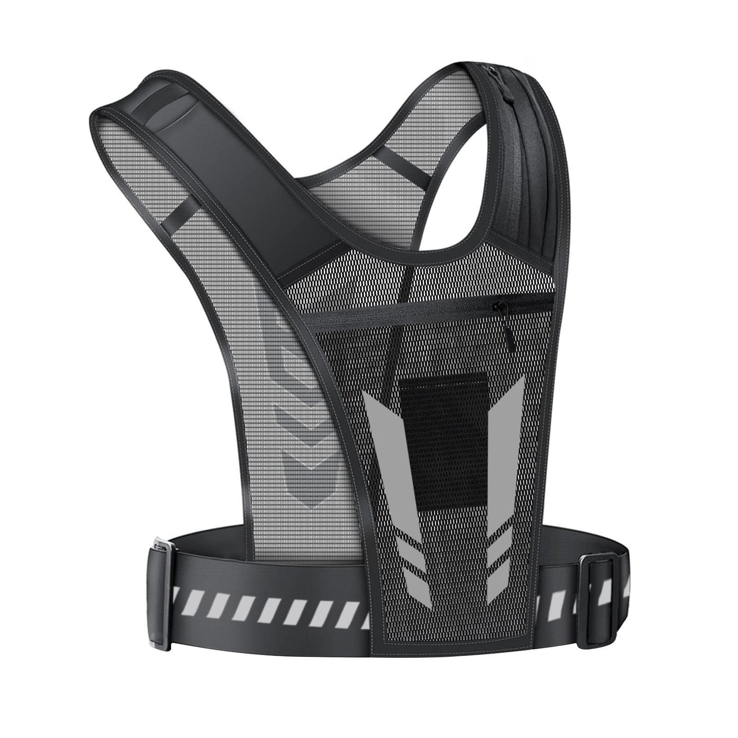 Reflective Running Vest One Size Mesh Lightweight Adjustable Breathable with Phone Pocket 1pc V1308-DSZKI-306