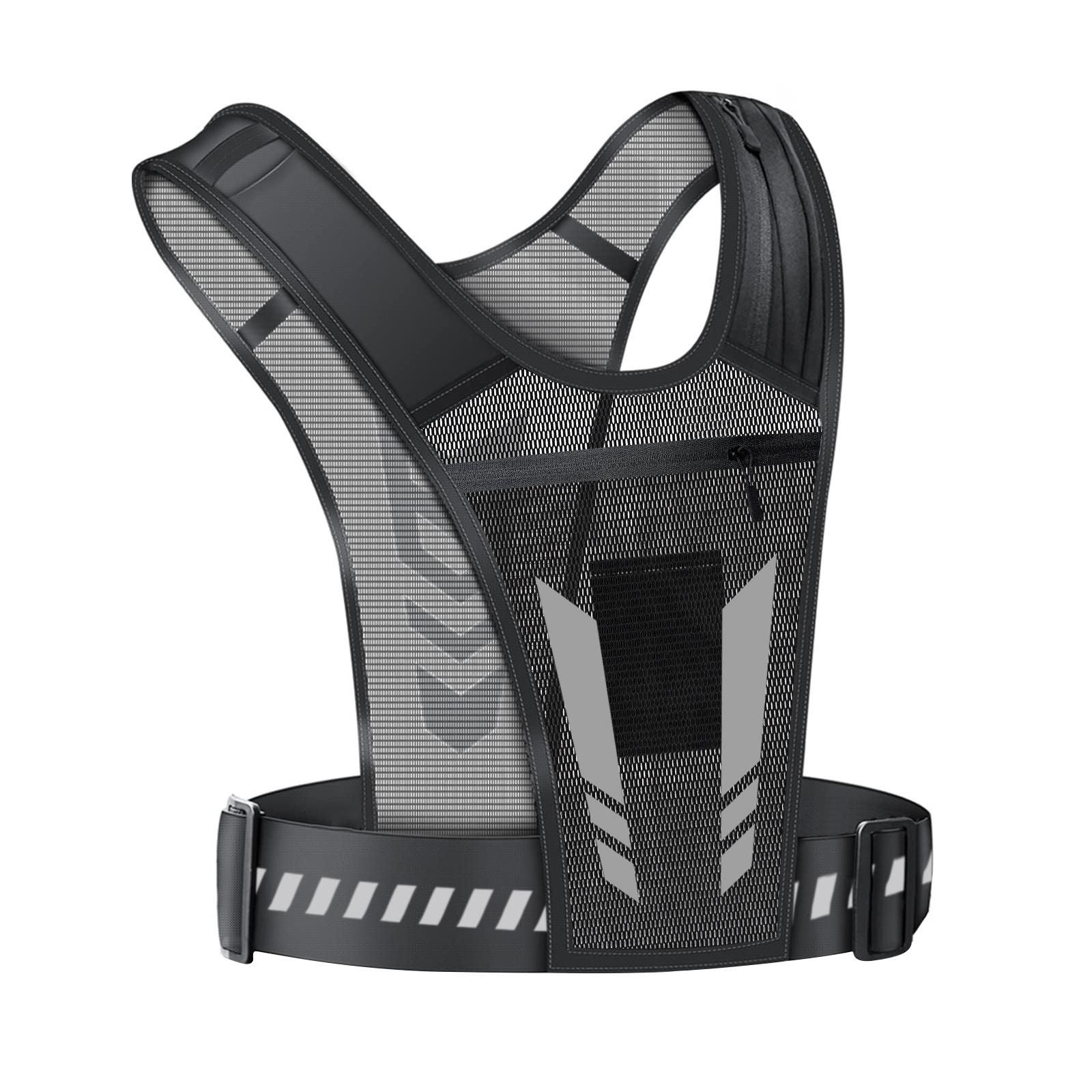 Reflective Running Vest One Size Mesh Lightweight Adjustable Breathable with Phone Pocket 1pc V1308-DSZKI-306