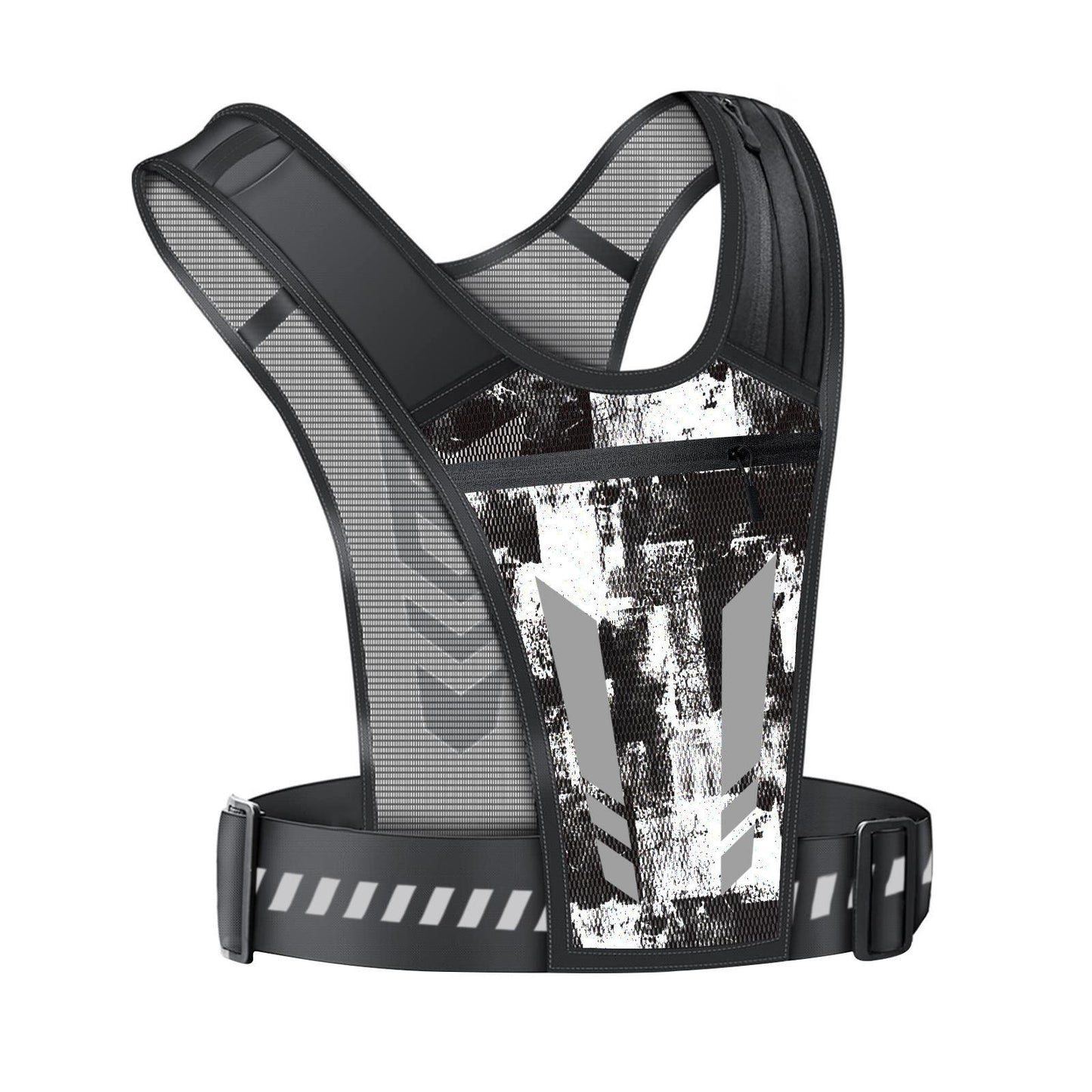 Reflective Running Vest One Size Mesh Lightweight Adjustable Breathable with Phone Pocket 1pc V1308-DSZKI-306