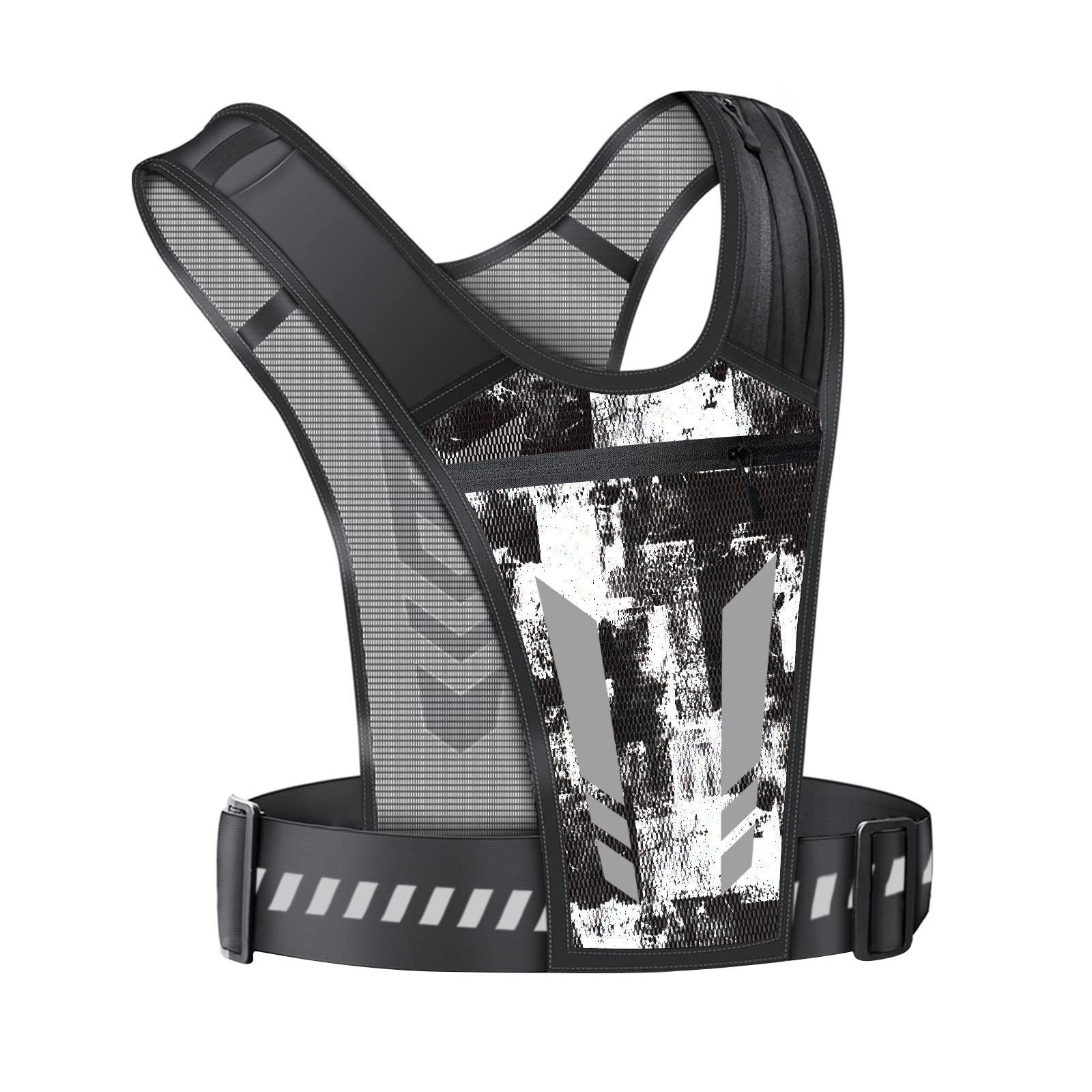 Reflective Running Vest One Size Mesh Lightweight Adjustable Breathable with Phone Pocket 1pc V1308-DSZKI-306