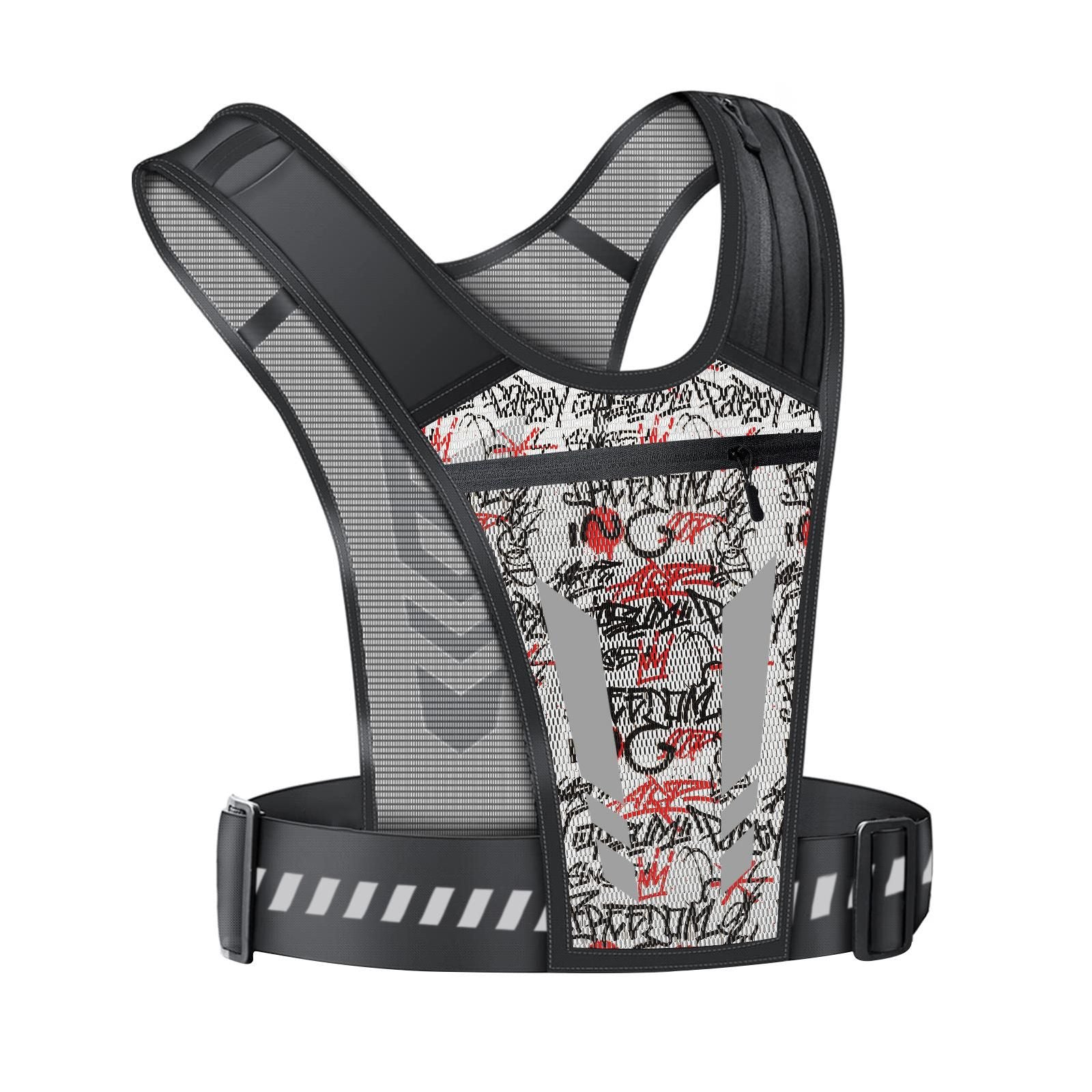 Reflective Running Vest One Size Mesh Lightweight Adjustable Breathable with Phone Pocket 1pc V1308-DSZKI-306