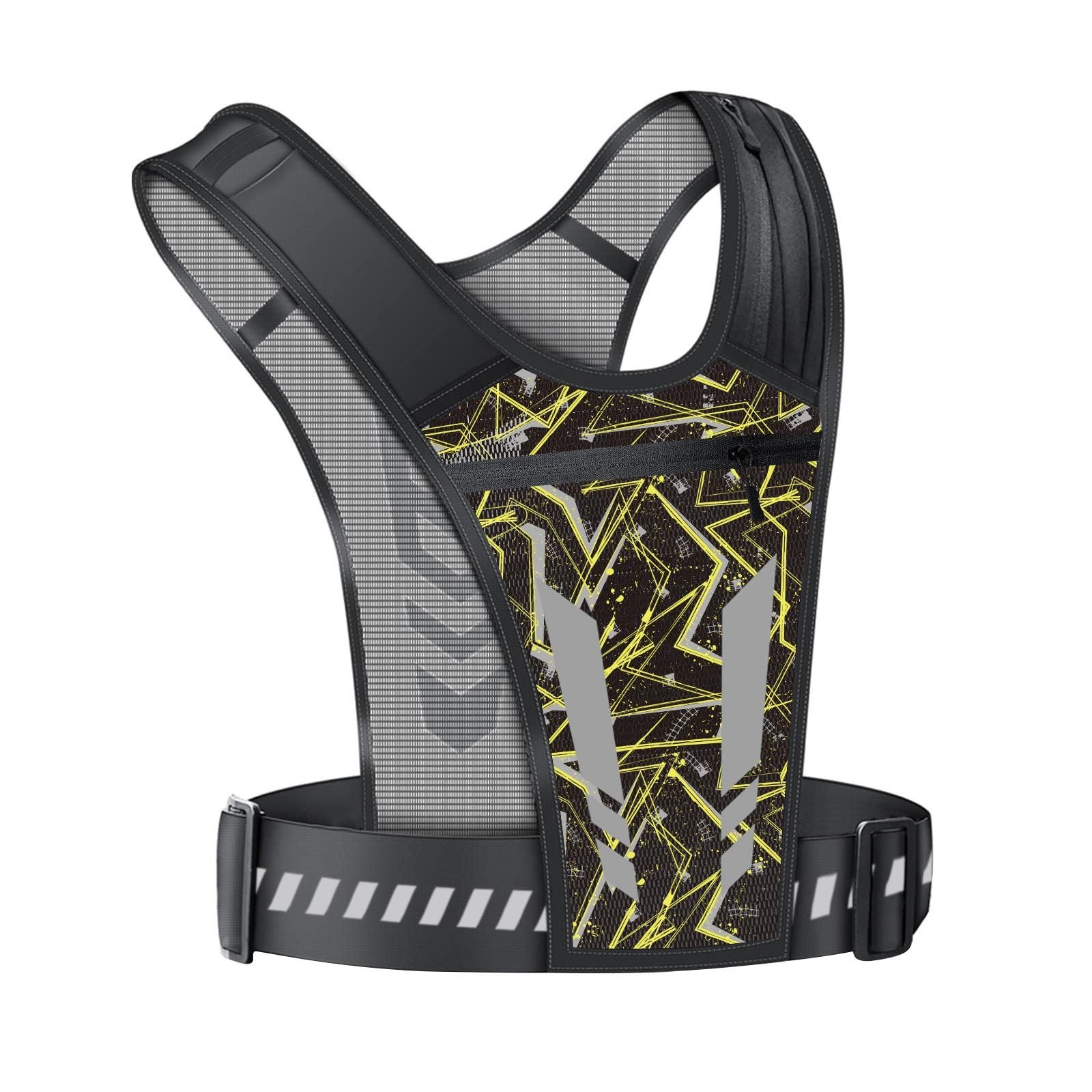 Reflective Running Vest One Size Mesh Lightweight Adjustable Breathable with Phone Pocket 1pc V1308-DSZKI-306