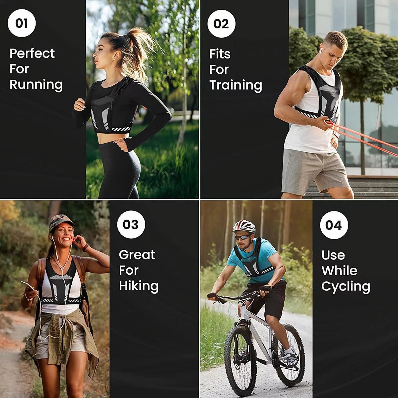 Reflective Running Vest One Size Mesh Lightweight Adjustable Breathable with Phone Pocket 1pc V1308-DSZKI-306