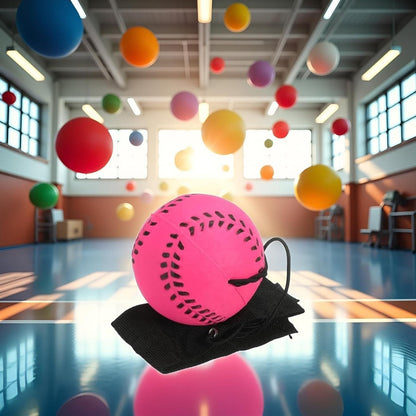 Rubber Wrist Elastic Ball Rope Swing Return Ball Exercise Reaction Rebound Ball Rose Red 1pc V1308-DSZKI-307