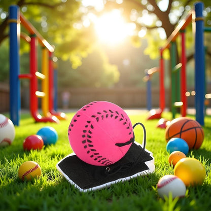Rubber Wrist Elastic Ball Rope Swing Return Ball Exercise Reaction Rebound Ball Rose Red 1pc V1308-DSZKI-307