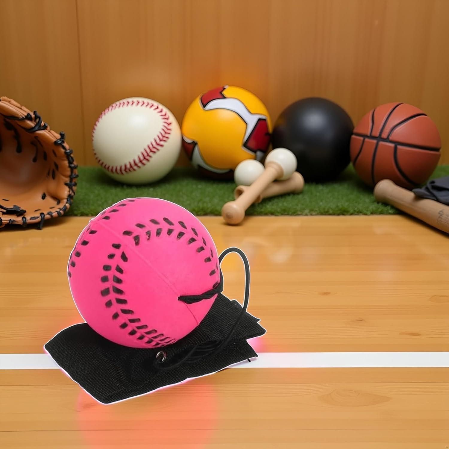 Rubber Wrist Elastic Ball Rope Swing Return Ball Exercise Reaction Rebound Ball Rose Red 1pc V1308-DSZKI-307