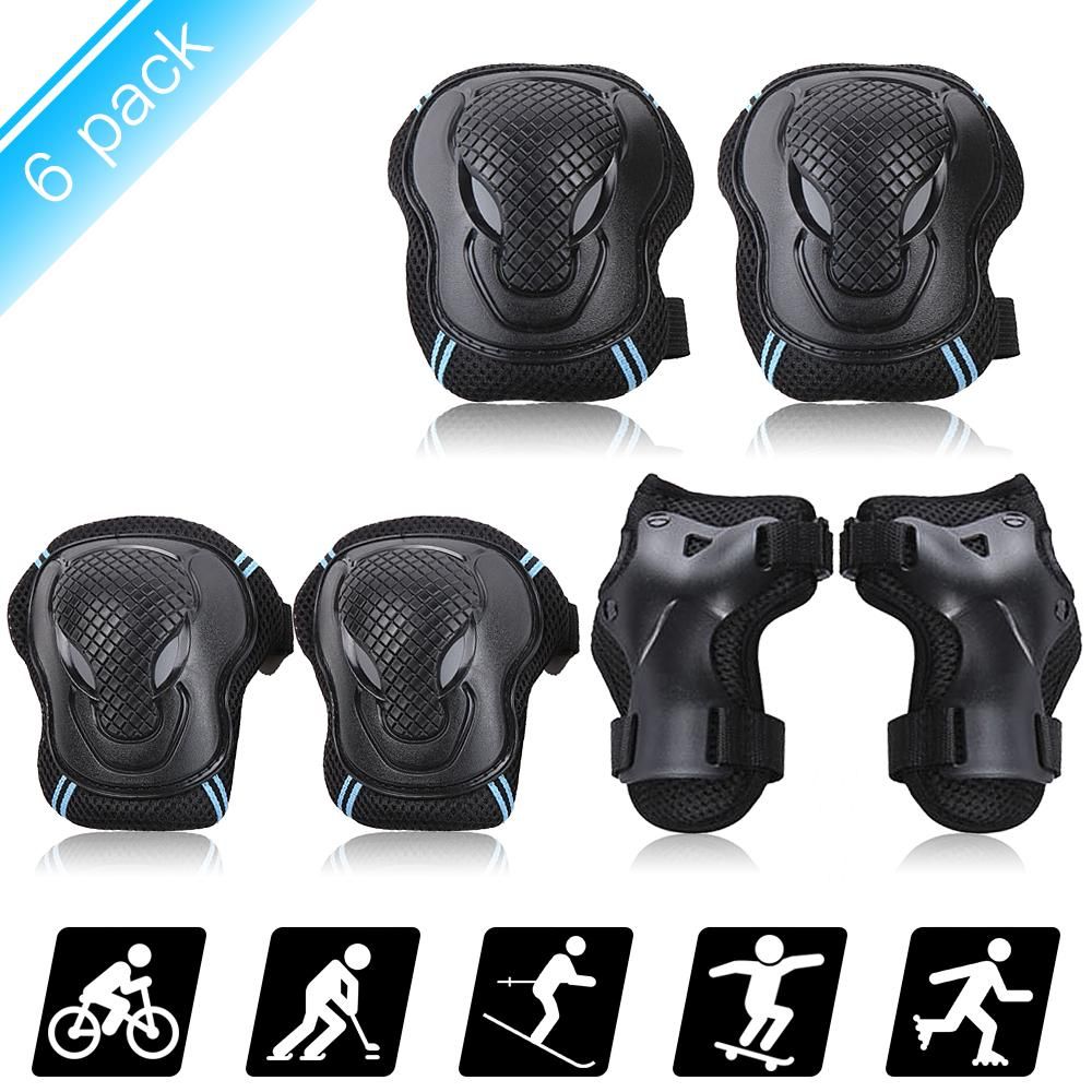 6Pcs Protective Gear Set Knee Elbow Wrist Guards for Skateboard Cycling Riding - S V1308-DSZKI-316-1