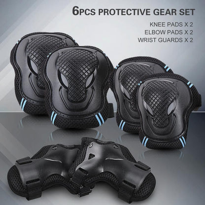 6Pcs Protective Gear Set Knee Elbow Wrist Guards for Skateboard Cycling Riding - L V1308-DSZKI-316-3