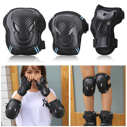 6Pcs Protective Gear Set Knee Elbow Wrist Guards for Skateboard Cycling Riding - L V1308-DSZKI-316-3