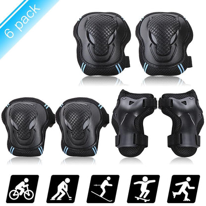 6Pcs Protective Gear Set Knee Elbow Wrist Guards for Skateboard Cycling Riding - L V1308-DSZKI-316-3