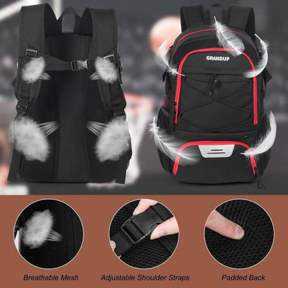 Basketball Backpack with Sneaker Compartment, Football Sports Training Bag with Red Zipper V1308-DSZKI-318