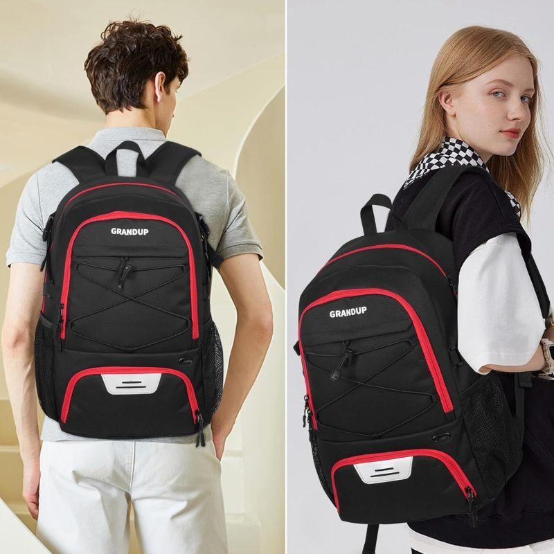 Basketball Backpack with Sneaker Compartment, Football Sports Training Bag with Red Zipper V1308-DSZKI-318