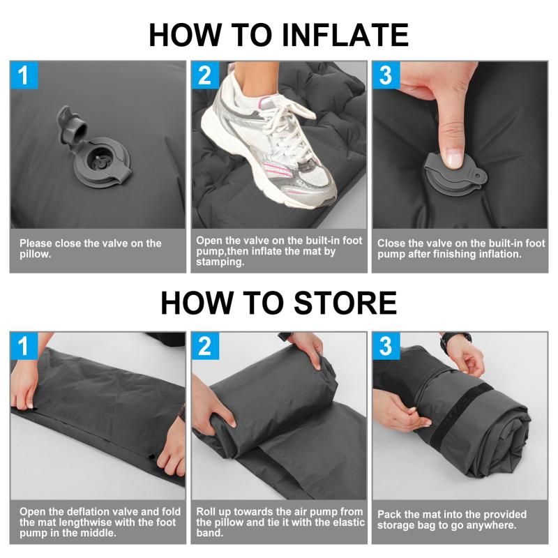 Camping Sleeping Pad with Pillow Built-in Pump Ultralight Inflatable Sleeping Mat Waterproof V1308-DSZKI-320