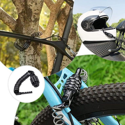 Portable 4-Digit Combination Cable Lock 5ft Self-Coiling, for Bike Motorcycle Helmet Glass Door Black V1308-DSZKI-322