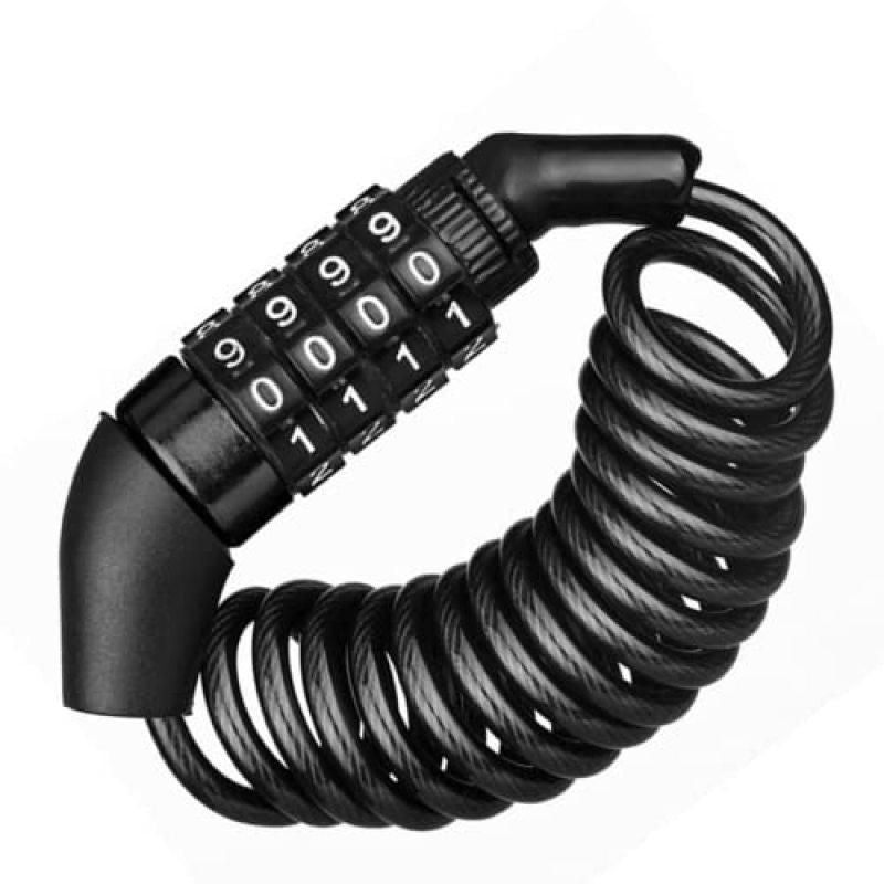 Portable 4-Digit Combination Cable Lock 5ft Self-Coiling, for Bike Motorcycle Helmet Glass Door Black V1308-DSZKI-322