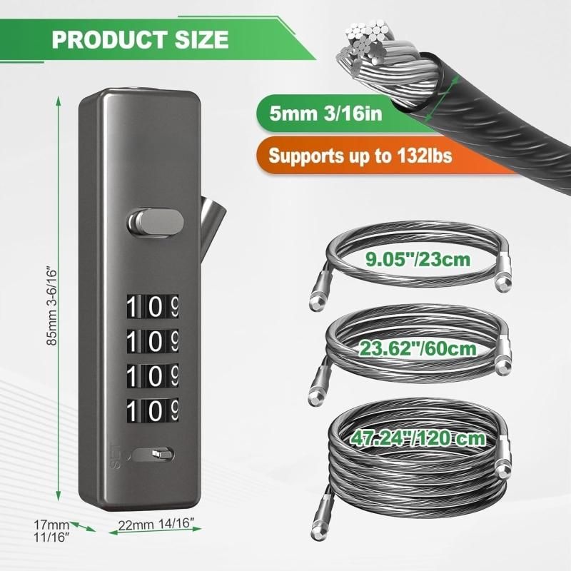 Steel wire rope combination lock basket anti-theft lock bicycle lock Wire rope password lock V1308-DSZKI-324