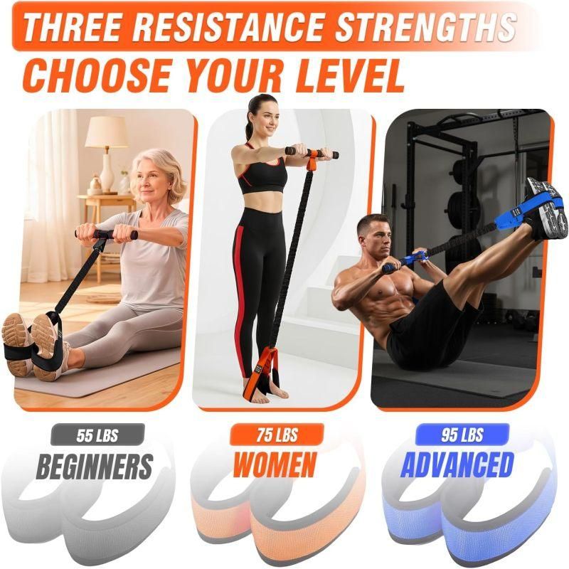 55LBS Foot Pedal Tension Rope, Home Leg Exercise Resistance Belt with Handle - Black V1308-DSZKI-328