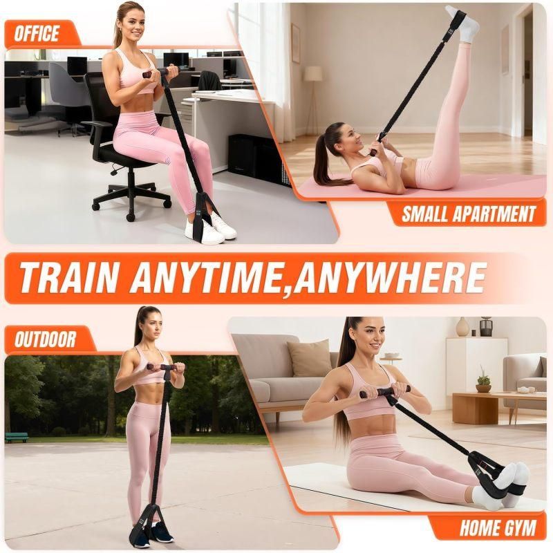 55LBS Foot Pedal Tension Rope, Home Leg Exercise Resistance Belt with Handle - Black V1308-DSZKI-328