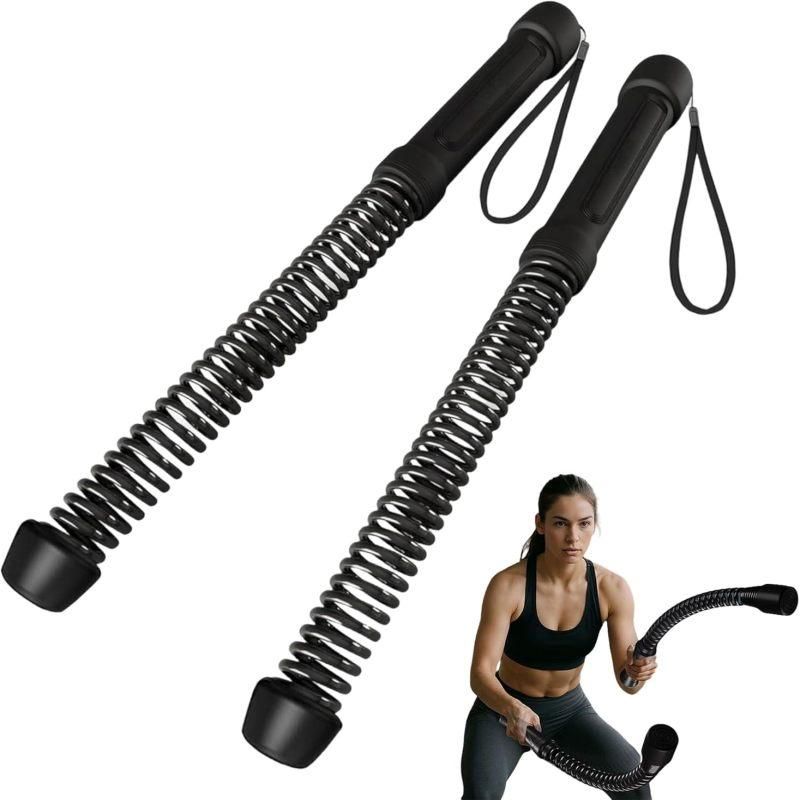 Battle Rope 2pc Cordless Portable Training Rope Fitness HIIT Muscle Exercise Black V1308-DSZKI-330