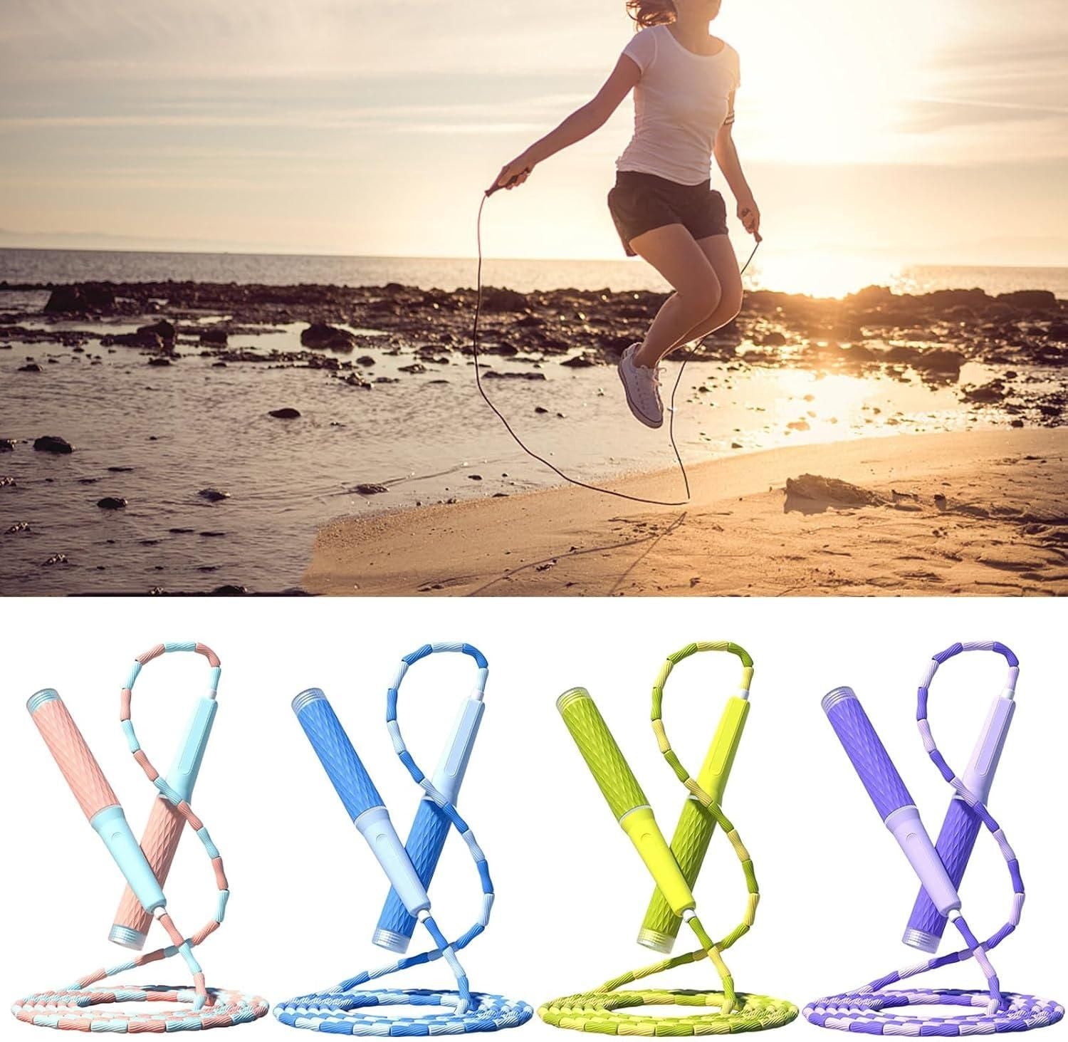 Jump Rope Beaded Adjustable Anti Tangle Fitness Skipping Rope Green V1308-DSZKI-333