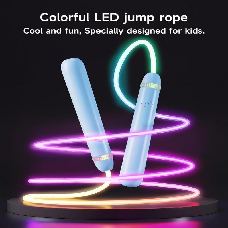 LED Light-Up Jump Rope for Boys Girls - Adjustable Glow-in-the-Dark Skipping Rope Black V1308-DSZKI-334-1