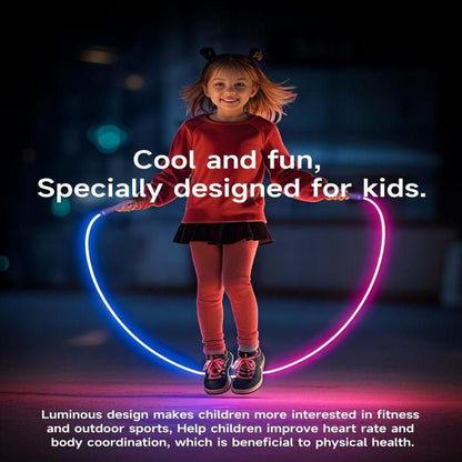 LED Light-Up Jump Rope for Boys Girls - Adjustable Glow-in-the-Dark Skipping Rope Black V1308-DSZKI-334-1