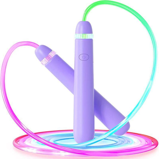 LED Light-Up Jump Rope for Boys Girls - Adjustable Glow-in-the-Dark Skipping Rope Purple V1308-DSZKI-334-2
