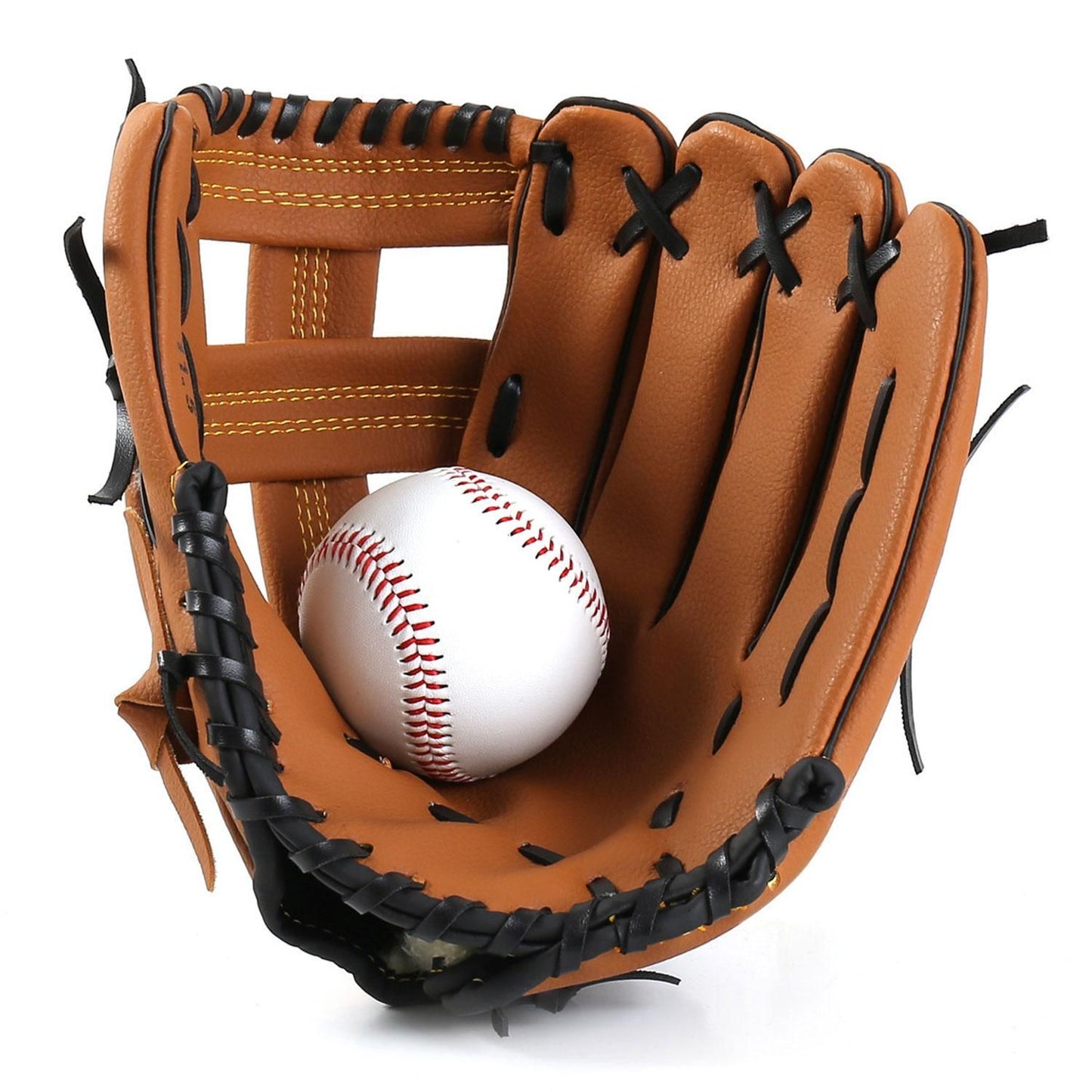 Left Hand Baseball Softball Glove, Training Beginner Mitt for Youth and Adult Players - S V1308-DSZKI-335-1