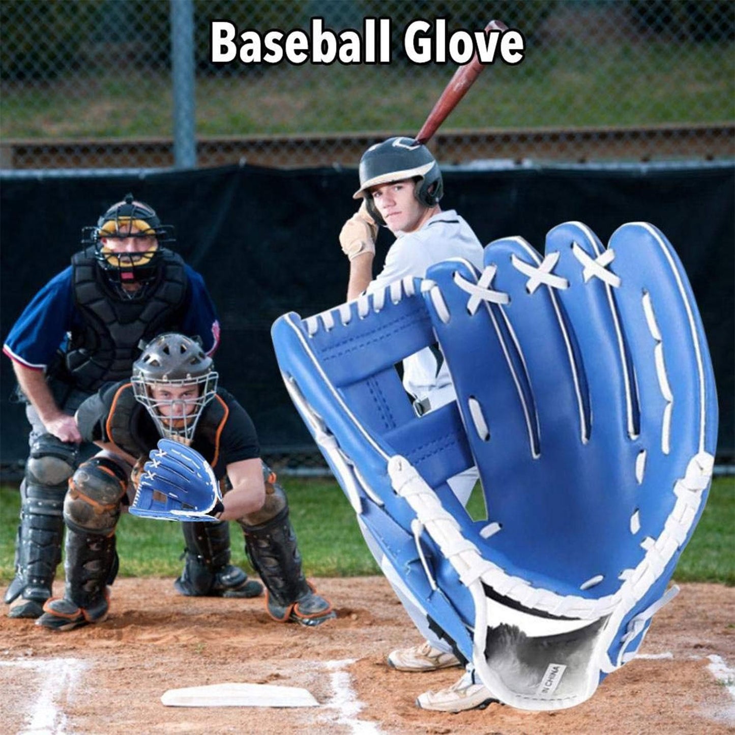 Left Hand Baseball Softball Glove, Training Beginner Mitt for Youth and Adult Players - L V1308-DSZKI-335-3