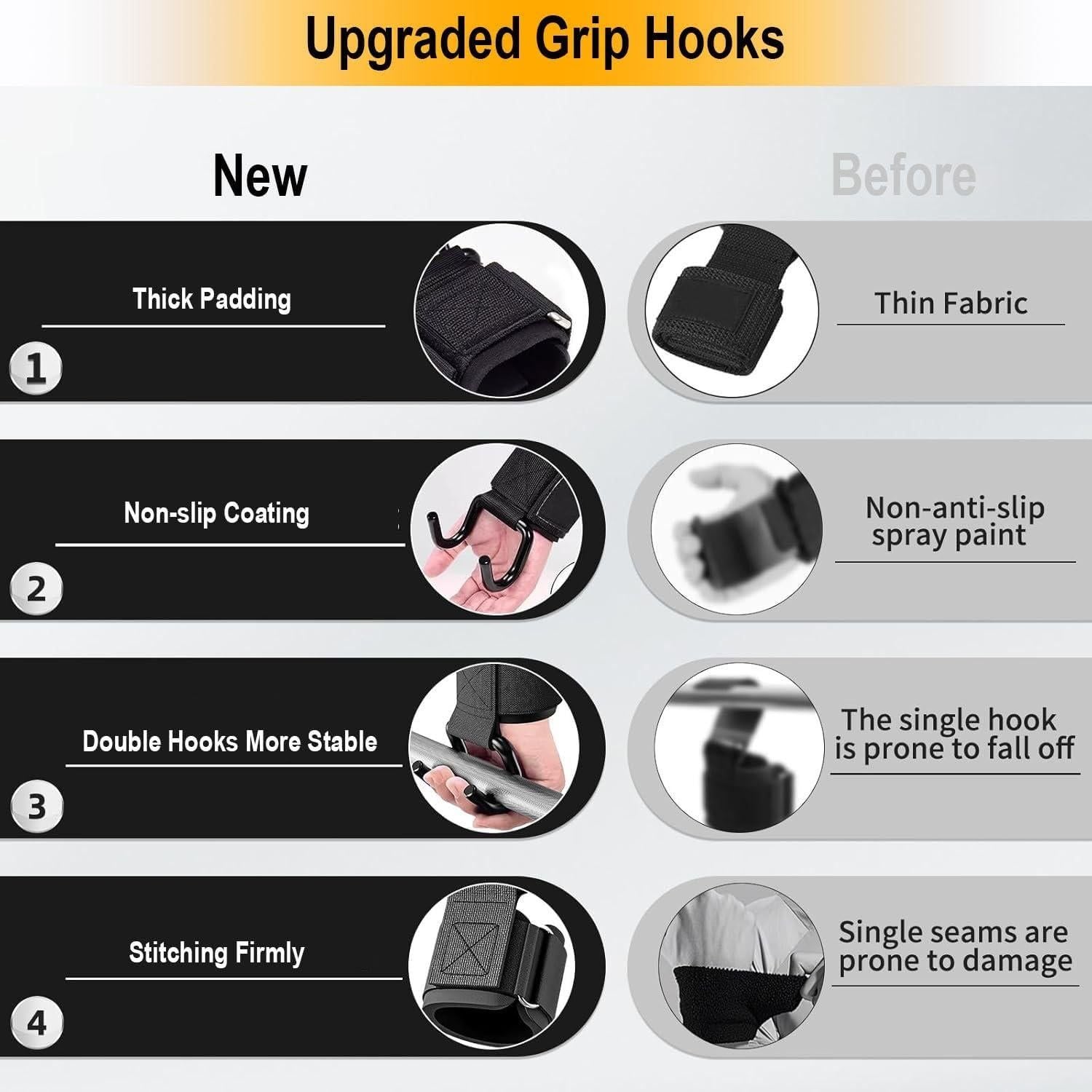 Lifting Hooks Gym Wrist Straps Deadlift Pull Up Support Power Hooks V1308-DSZKI-337